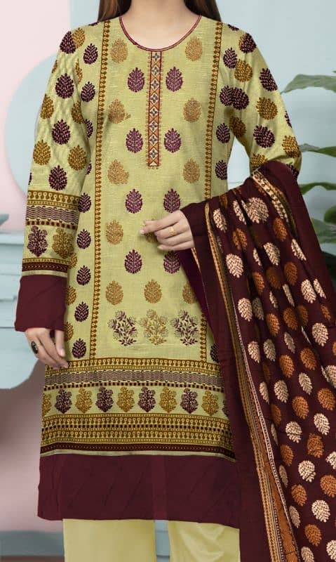 Elegant Khaddar - Dhank 3 Piece Suit Winter Collection's 12