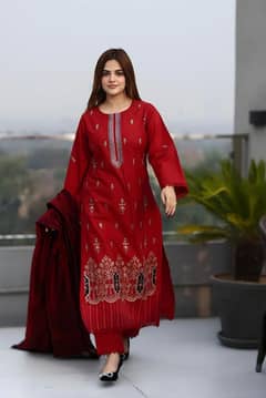 New Women,s Clothing 3-piece Suit Khaddar