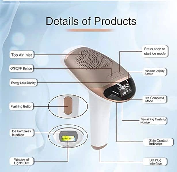 Lazer Hair Remover Cooling Technology Facial Hair Removal Device 1