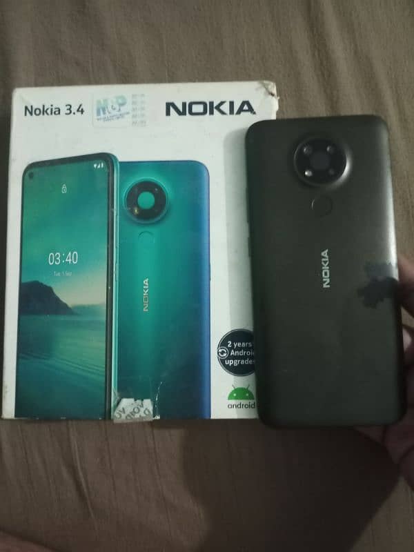 Nokia 3.4 3/32 gb mobile with box glass crack condition 8.5/10 0