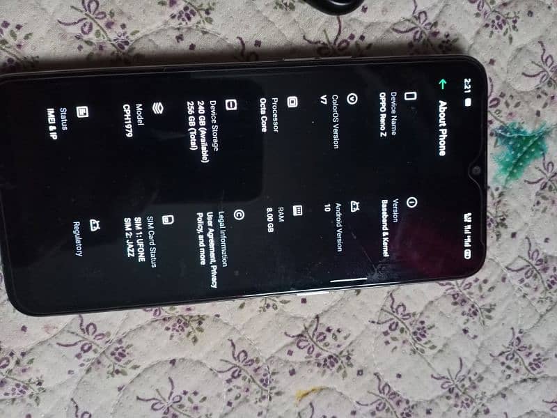 oppo Reno z  8gb 256 indesplay finger print 5