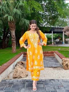 2 piece linen embroidered suits