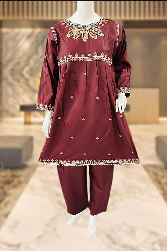 2 piece linen embroidered suits 4