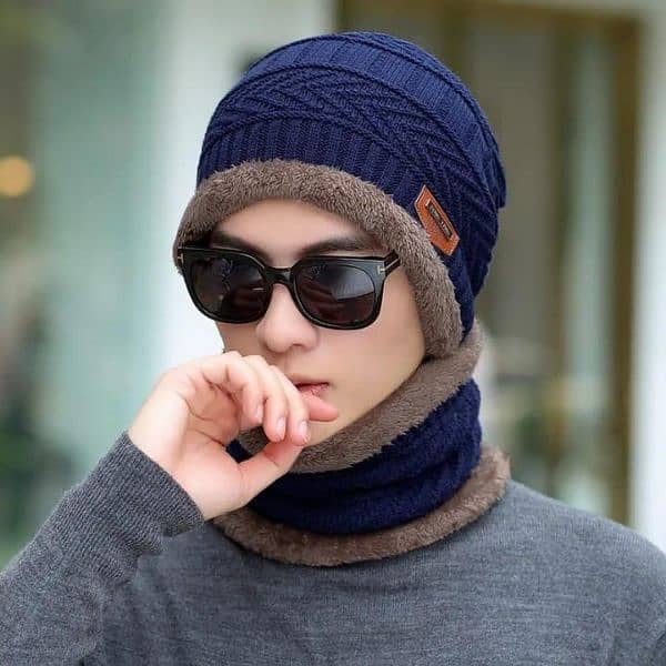 casual wool winter beanie cap scarf 2pcs with delivery of RS 139 1