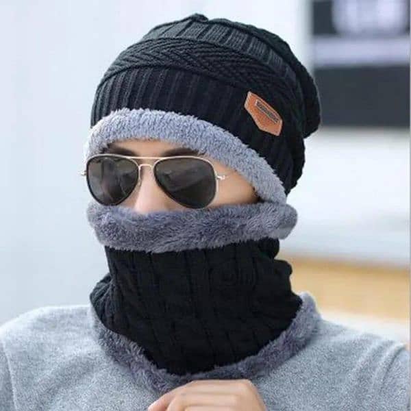 casual wool winter beanie cap scarf 2pcs with delivery of RS 139 2