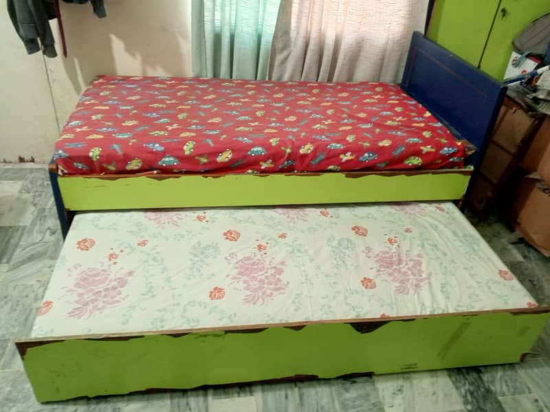 Slides Perfect Wooden Bed with 2 Mattress 3