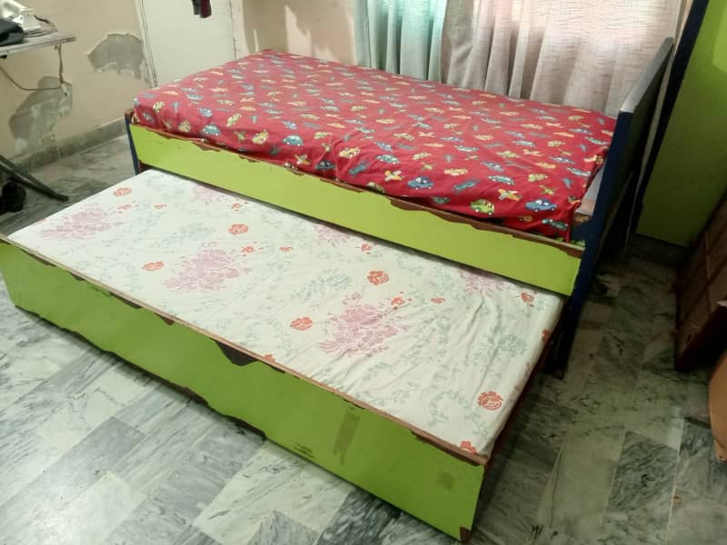 Slides Perfect Wooden Bed with 2 Mattress 4