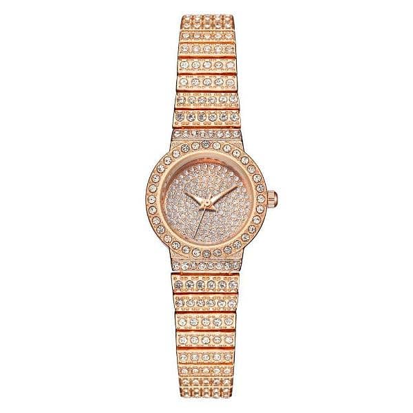 New round full diamonds ladies watch 0