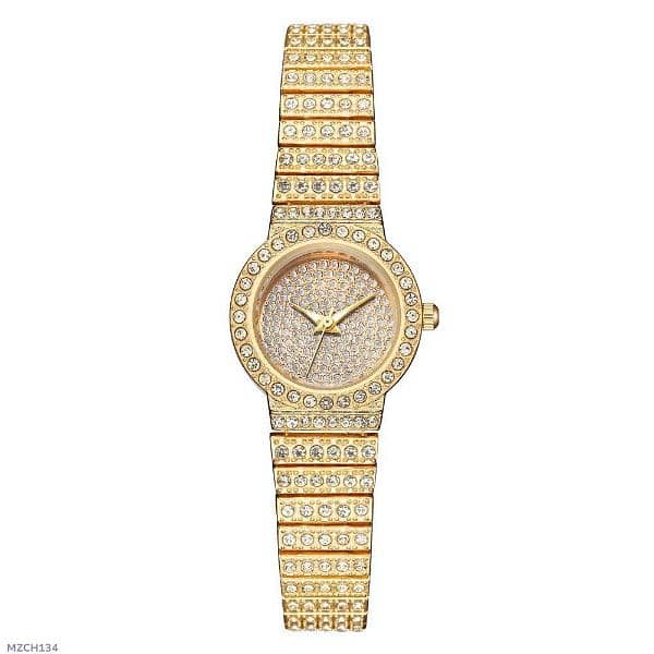 New round full diamonds ladies watch 2