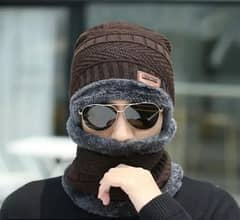 Beanie Wool Cap With Neck Warmer