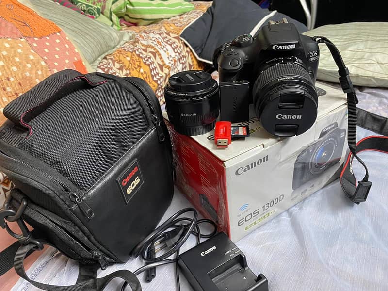 Canon 1300d with 18-55 & 50mm Lens with Box 1