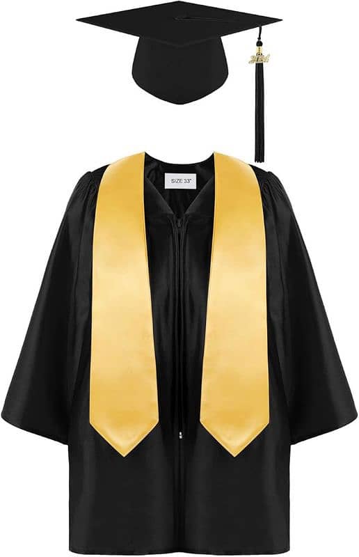 children kids graduation gown cap stole and tussle 1