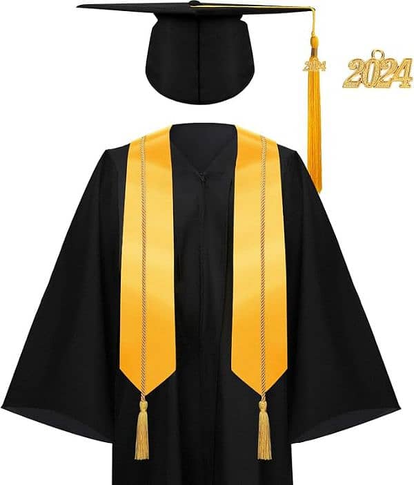 children kids graduation gown cap stole and tussle 6