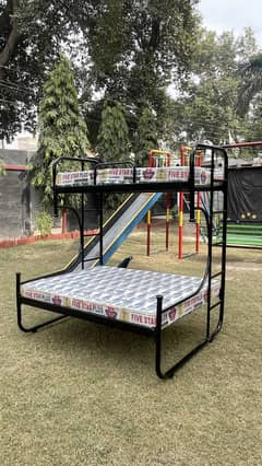 Kids wrought iron bunk bed with mattress