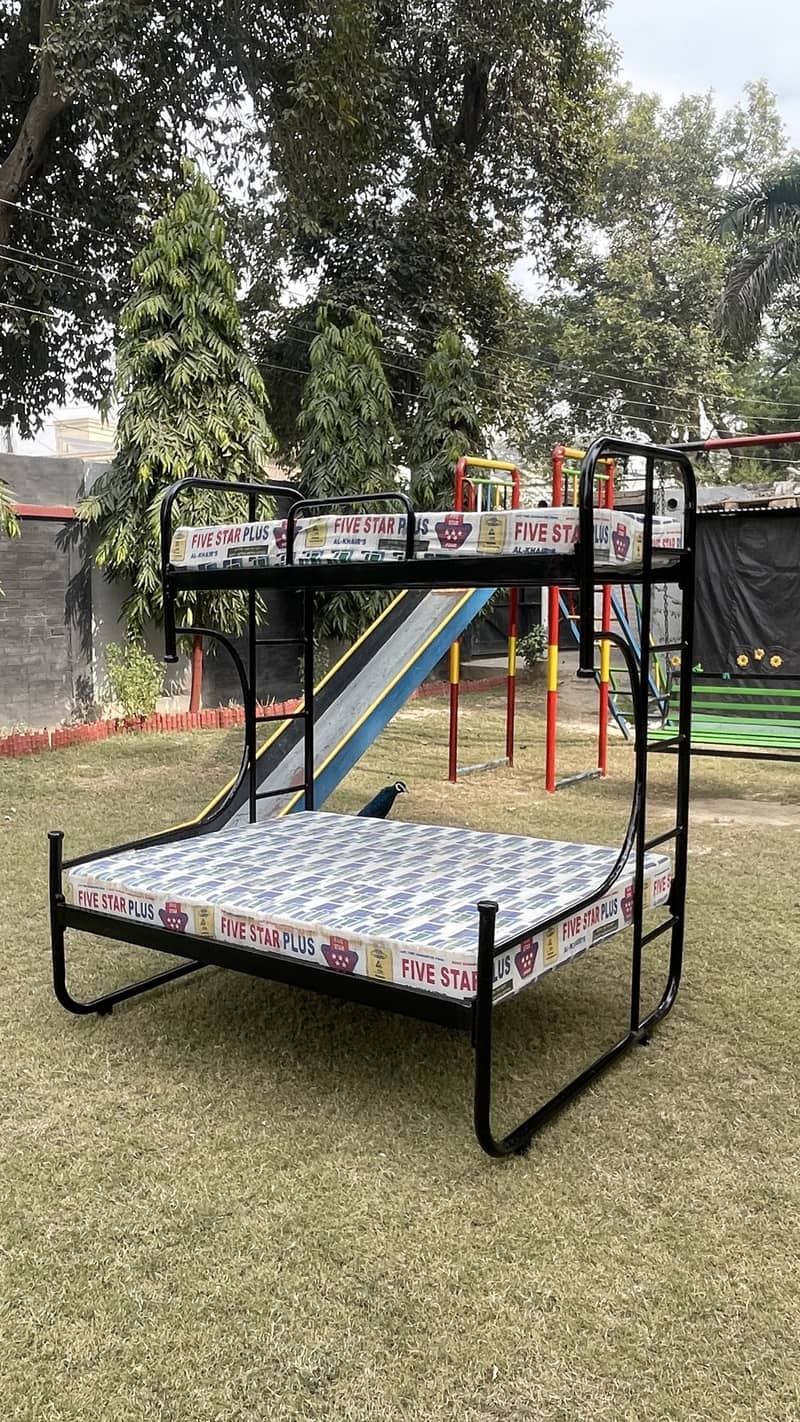 Kids wrought iron bunk bed with mattress 0