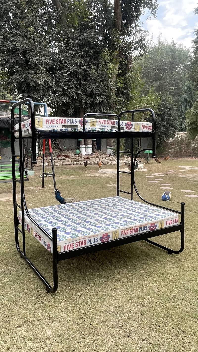 Kids wrought iron bunk bed with mattress 2