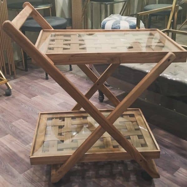 Stylish wooden tea trolly 1