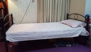 metal single bed with mattress