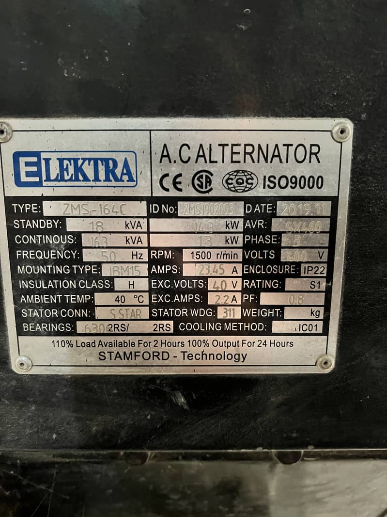 Self start indus 15kw 3phase core engine EFI engine on gas 4