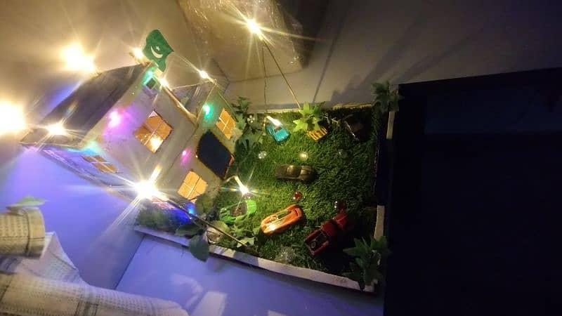 cardboard house with grass carpet artifial 2