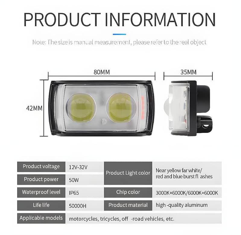 Dual Projector Bike Light white Yellow Display OR Dolphin Flasher 3