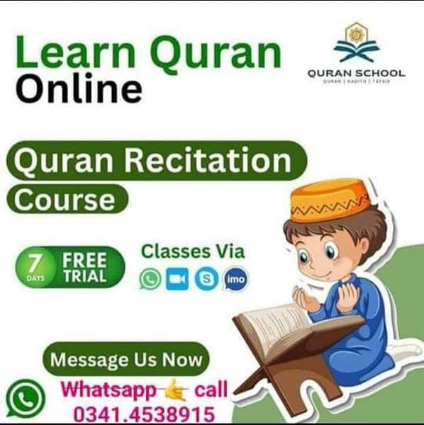 online Quran teacher. fees (3000) 1