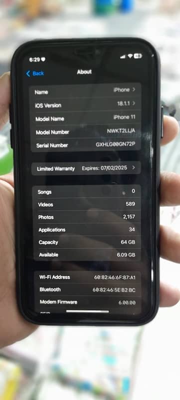 iphone 11 64 gb non pta sim time avalble 2 month wtsp 03244973986 12