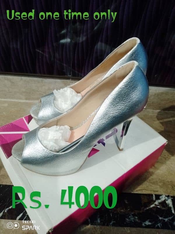 Silver colour bridal heels ! Stylo brand 0