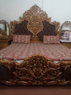 King size bed with side tables almirah l divider and dressing table