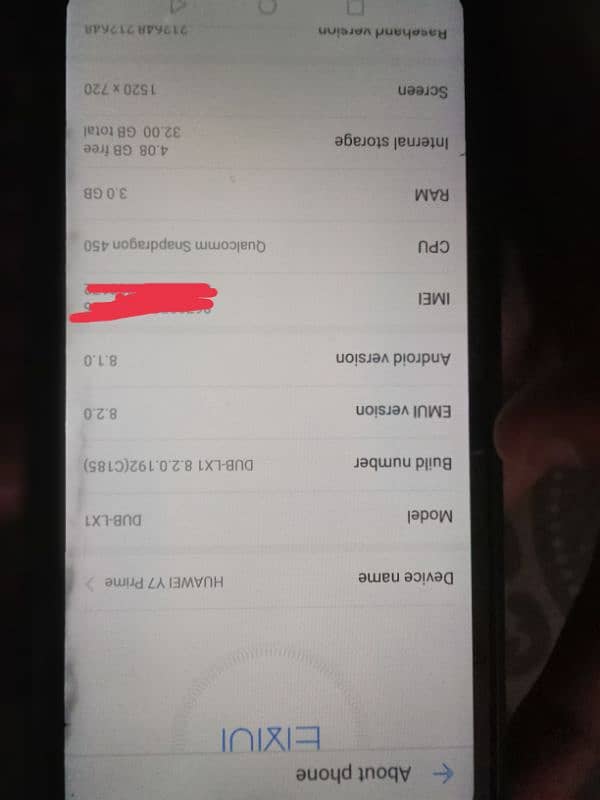 HUAWEI Y7 PRIME 3/32  only set EXCHAGE POSSIBLE 4