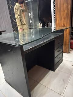 2 office tables with 12mm glass on top for sale