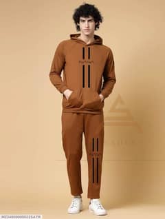 MZ34900000022SATR 2 Pcs Men's Fleece Printed Hoodie Track Suit