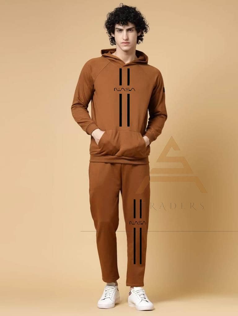 MZ34900000022SATR 2 Pcs Men's Fleece Printed Hoodie Track Suit 1