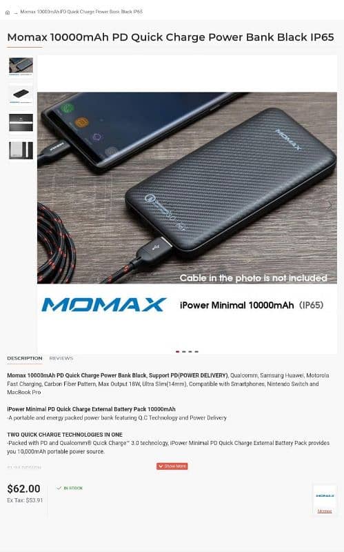 power bank Momax 10000mAh PD Quick Charge Power Bank Black IP65 7