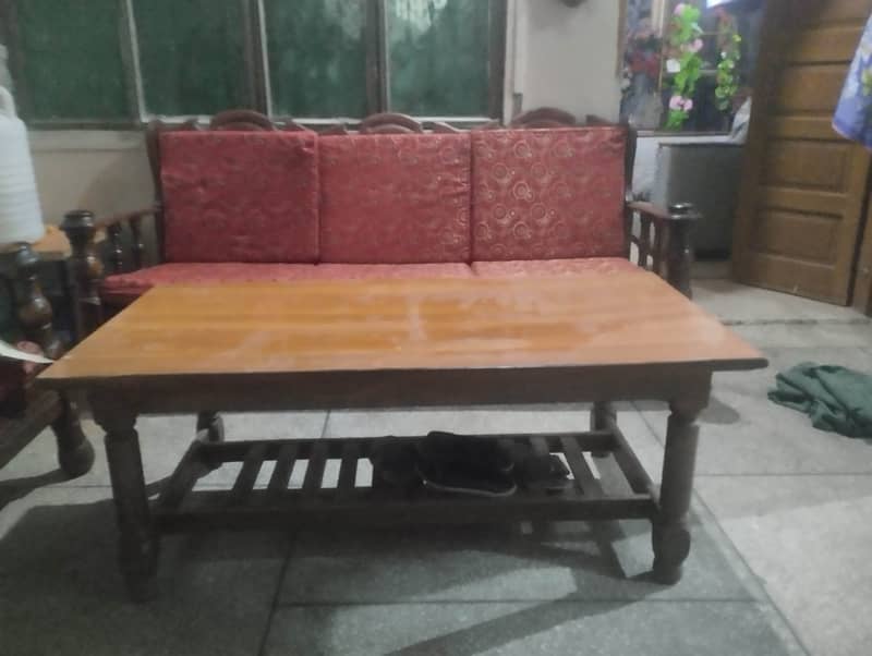 Sofa set and wood table heave wood 2