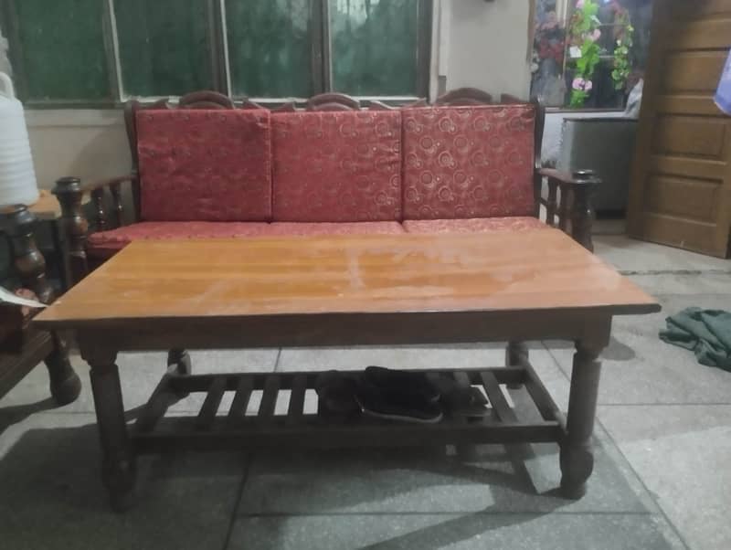 Sofa set and wood table heave wood 3