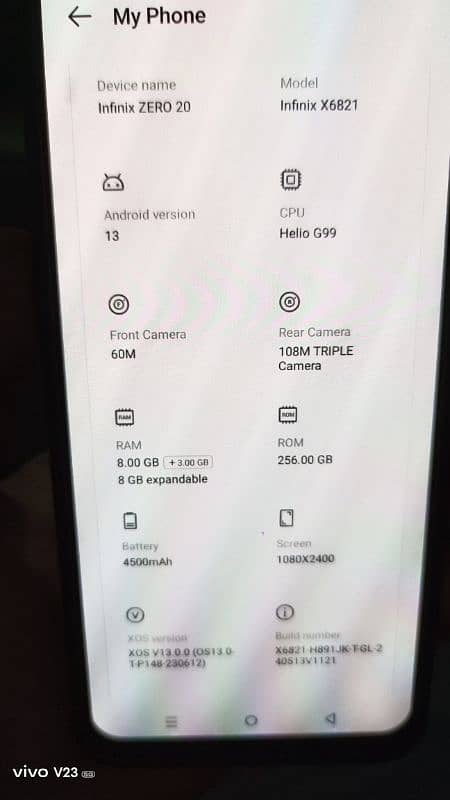 divice name infinix zero 20 model x6821 8+8/256 5