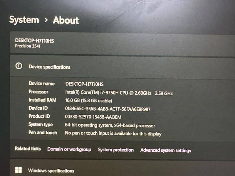 Dell precision 3541 i7 9th gen 3