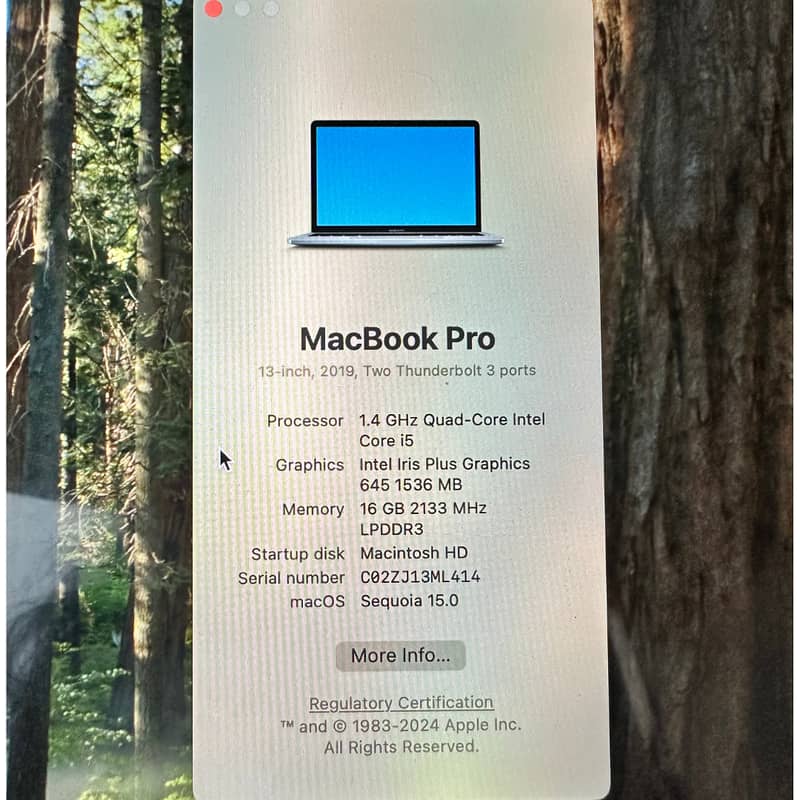 Macbook Pro 2019 13” Core i5 256GB 16GB RAM Touch Bar 1