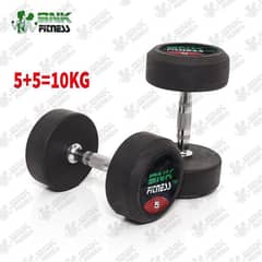 5kg pair rubber Dumbles 2 Dumbles hen 5kg ke total 10kg