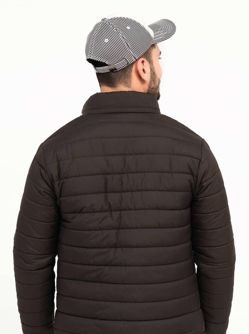 men's plain black puffer jacket 1 pc in parachute fabric 2