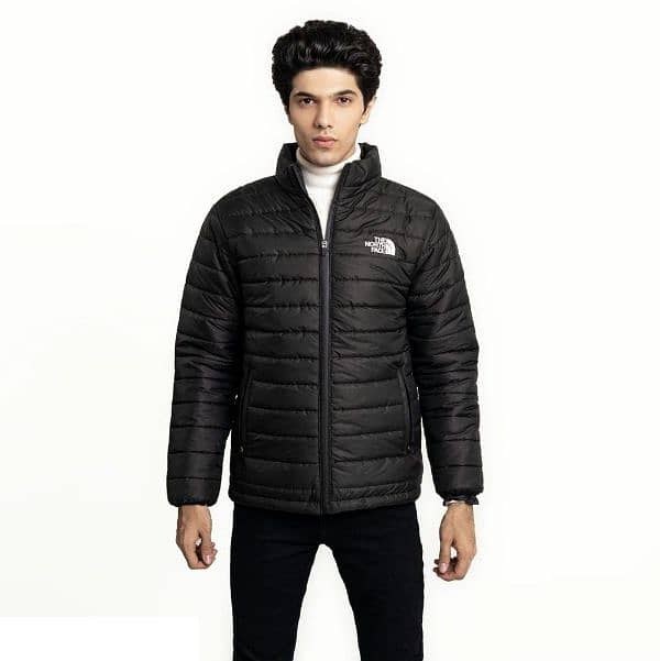 men's plain black puffer jacket 1 pc in parachute fabric 4