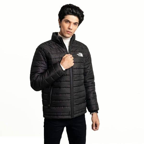 men's plain black puffer jacket 1 pc in parachute fabric 6