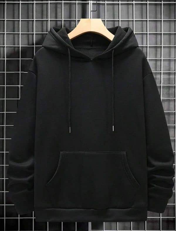 1pc Men's Stitched Fleece Plain Hoodie 3