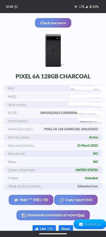 GOOGLE PIXEL 6A PTA official APPROVED physical+esim 3