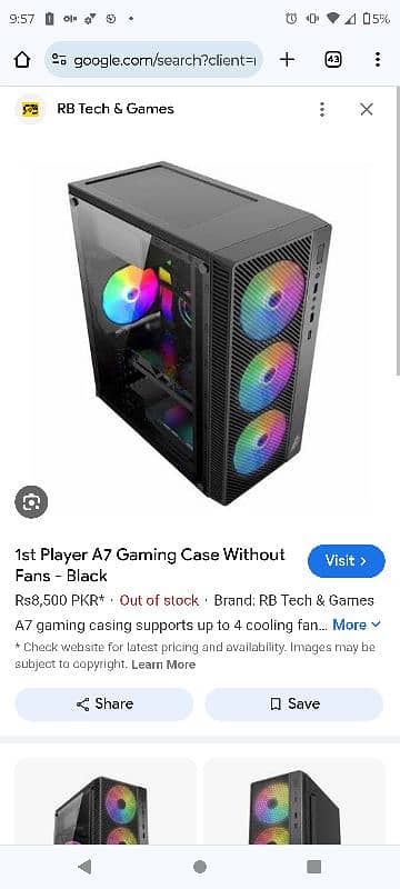 1st Player A7 Gaming Pc Casing Used with 1 fan 2