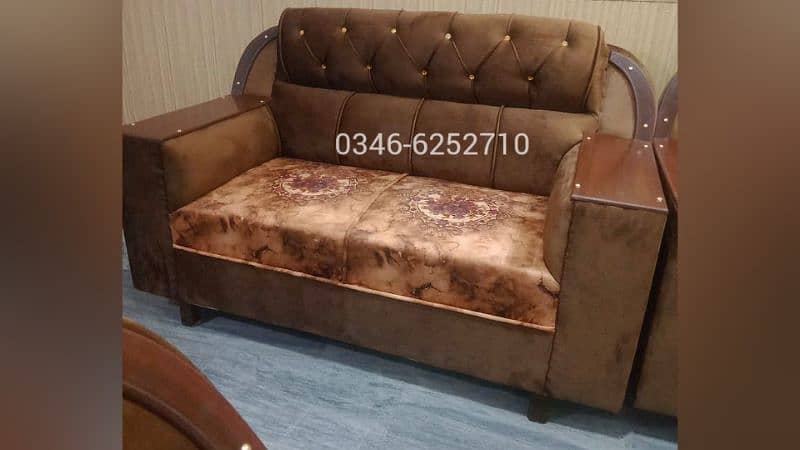 Sofa Set 6 Seater Brand New Brown Print Velvet King Size 0