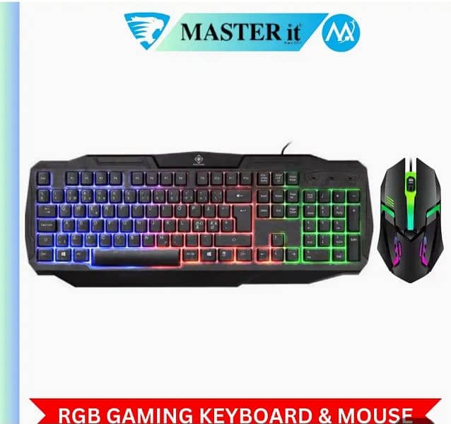 RGB Gaming Keyboard and Mouse - Wired USB - Black 2