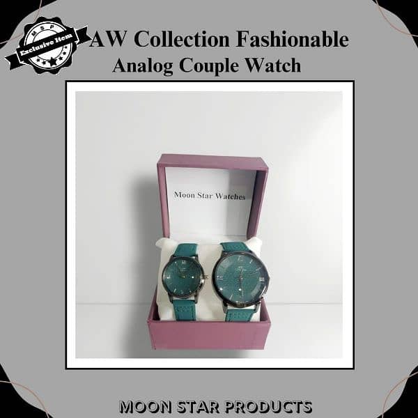 Stylish  Unisex Quartz Analogue couple watches 2 PC's in green 3