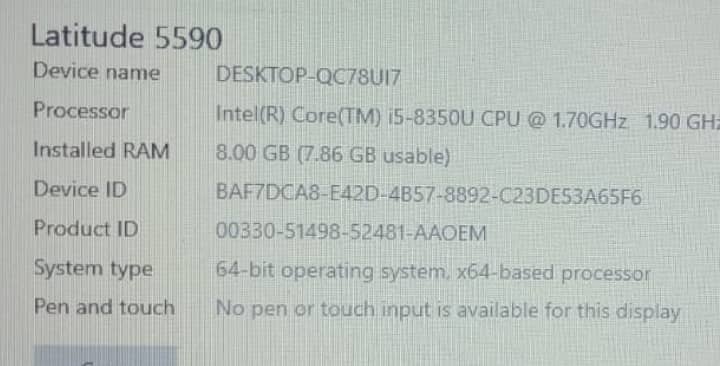 Dell Core i5 8th Gen E5590 2